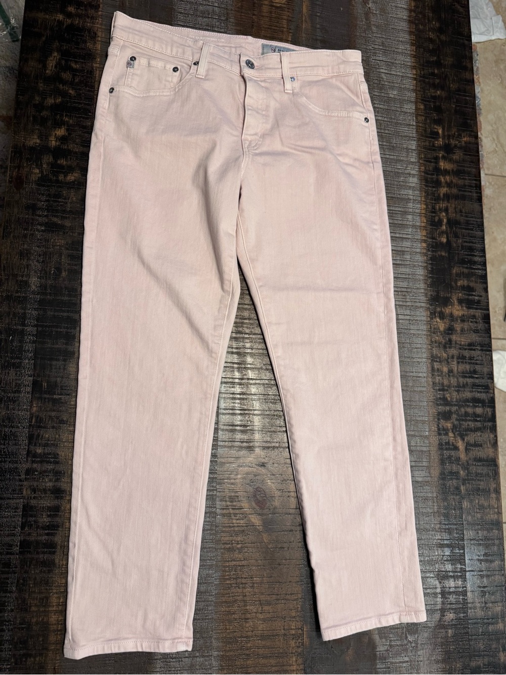 AG Adriano Goldschmied Ex Boyfriend Slim Pale Pink Denim Jeans Size 30